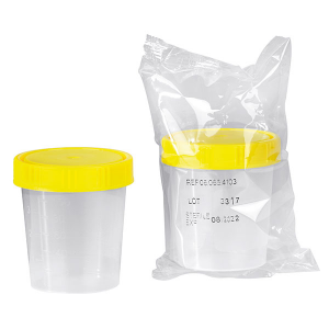 150 X Urine Beaker with Screw-Cap,  Sterile