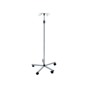I.V Stand on 5 Wheels Trolley - Stainless Steel - S/s Hooks