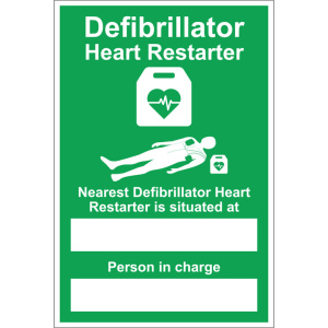 Defibrillator Sign Nearest and In Charge A4 Rigid